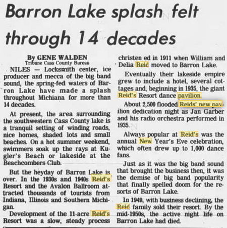 Reids Pavilion (Reids Casino) - 1979 Retrospective Article On Barrons Lake